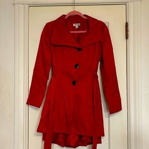 Trench coat, Overcoat, crimson red, absolutely adorable.